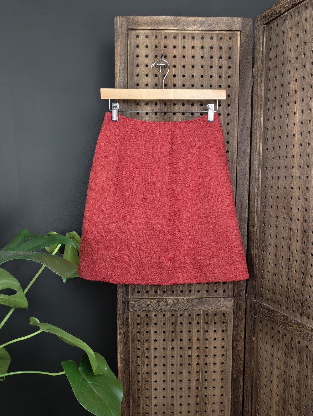 Vintage Women's Red A-Line Wool Blend Mini Skirt